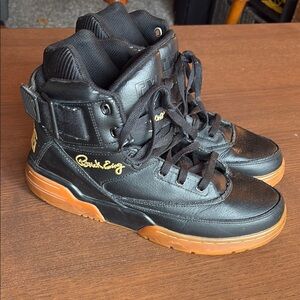 PATRICK EWING - 33 Hi Black Gold Gum Sole - size 10.5 US